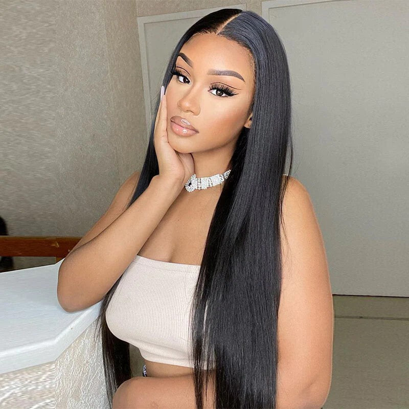 AngelBella Queen Doner Virgin Hair 13X4 HD Lace Frontal Wigs Straight Raw Cuticle Aligned Human Hair Wigs