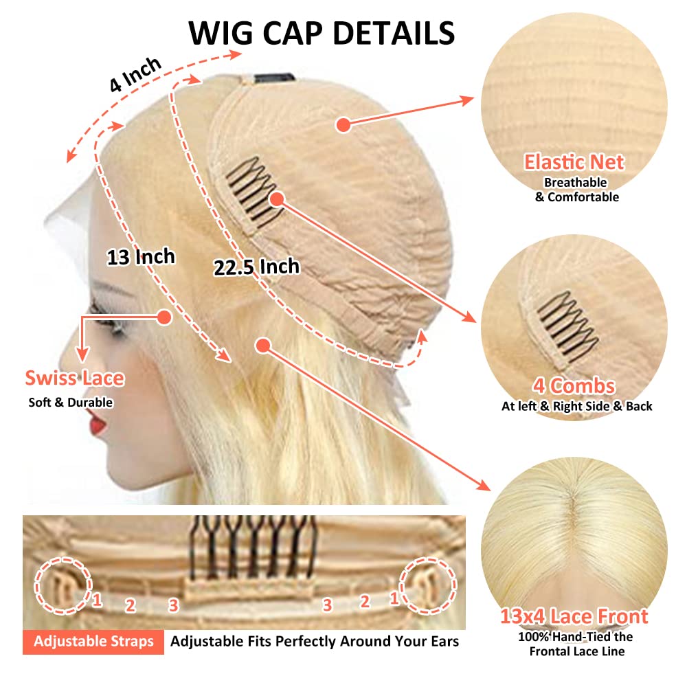 AngelBella Queen Doner Virgin Hair 13X4 Transparent 613 Bob Wig Straight Raw Hair Lace Frontal Human Hair Wigs