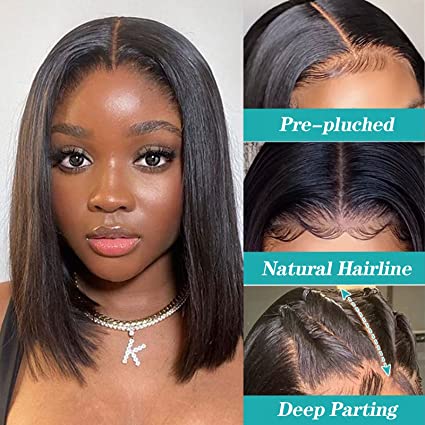 AngelBella Queen Doner Virgin Hair 13X4 Transparent Natural Bob Wig Straight Raw Hair Lace Frontal Human Hair Wigs
