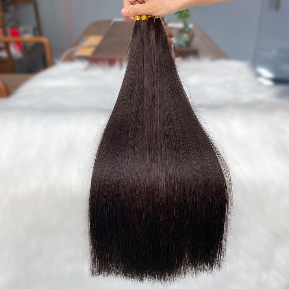 AngelBella I-Tip Hair Extensions European One Donor Raw Human Hair Dark Colors