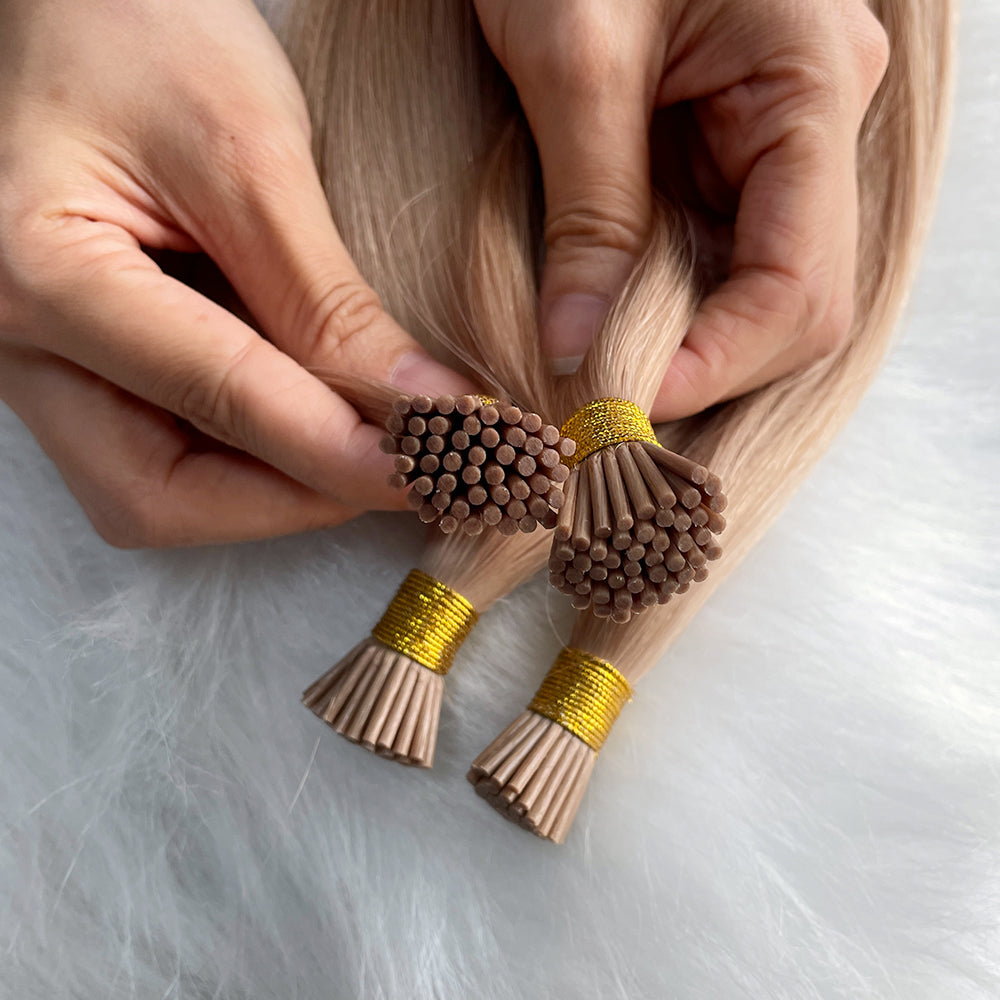 AngelBella I-Tip Hair Extensions European One Donor Raw Human Hair Light Colors