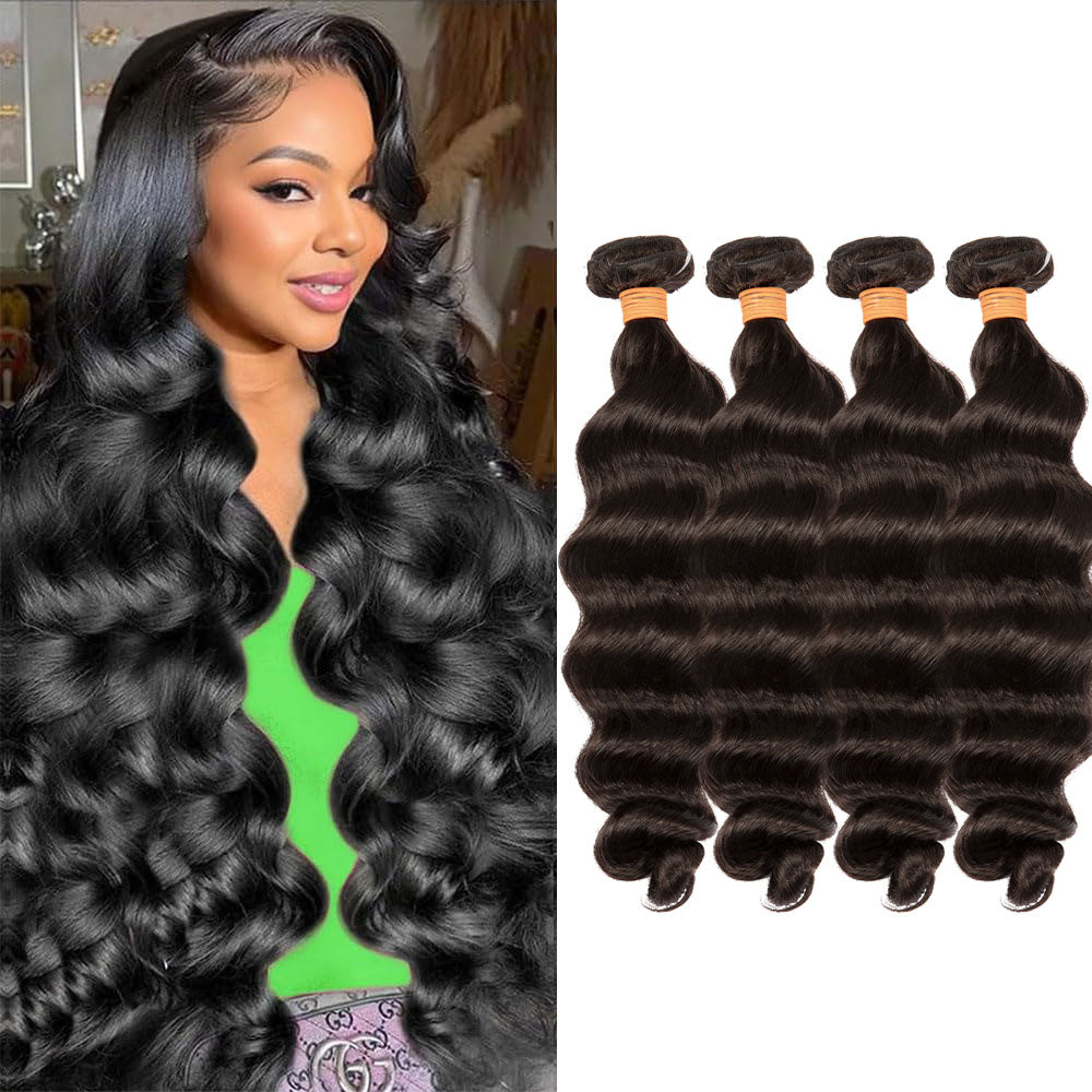 Brazilian Ocean Wave Human Hair Weave Bundles 12-40 Inch Ocean Wave Real Virgin Remy Unprocessed Short Bundles Sew In Hair Extensions Wet And Wavy Natural Black Color For Women Girls 95g