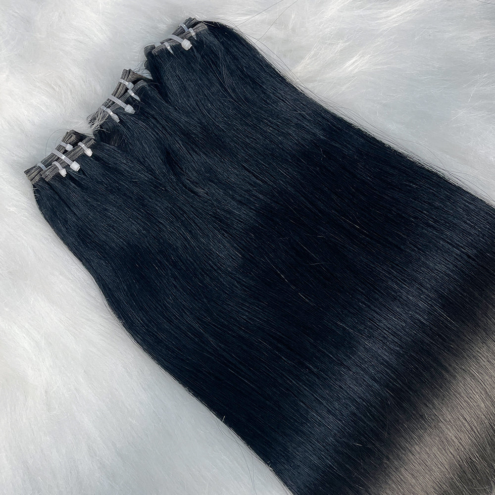 AngelBella Genius Weft Hair Extensions European One Donor Raw Human Hair Dark Colors