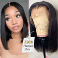 Bob Wig Human Hair 13X4 Lace Front Wigs Human hair 150% Density Short Straight Frontal Bob Wig Transparent Lace Frontal wigs Pre Plucked for Women Glueless Wigs With Baby Hair Natural black 10-18 Inch