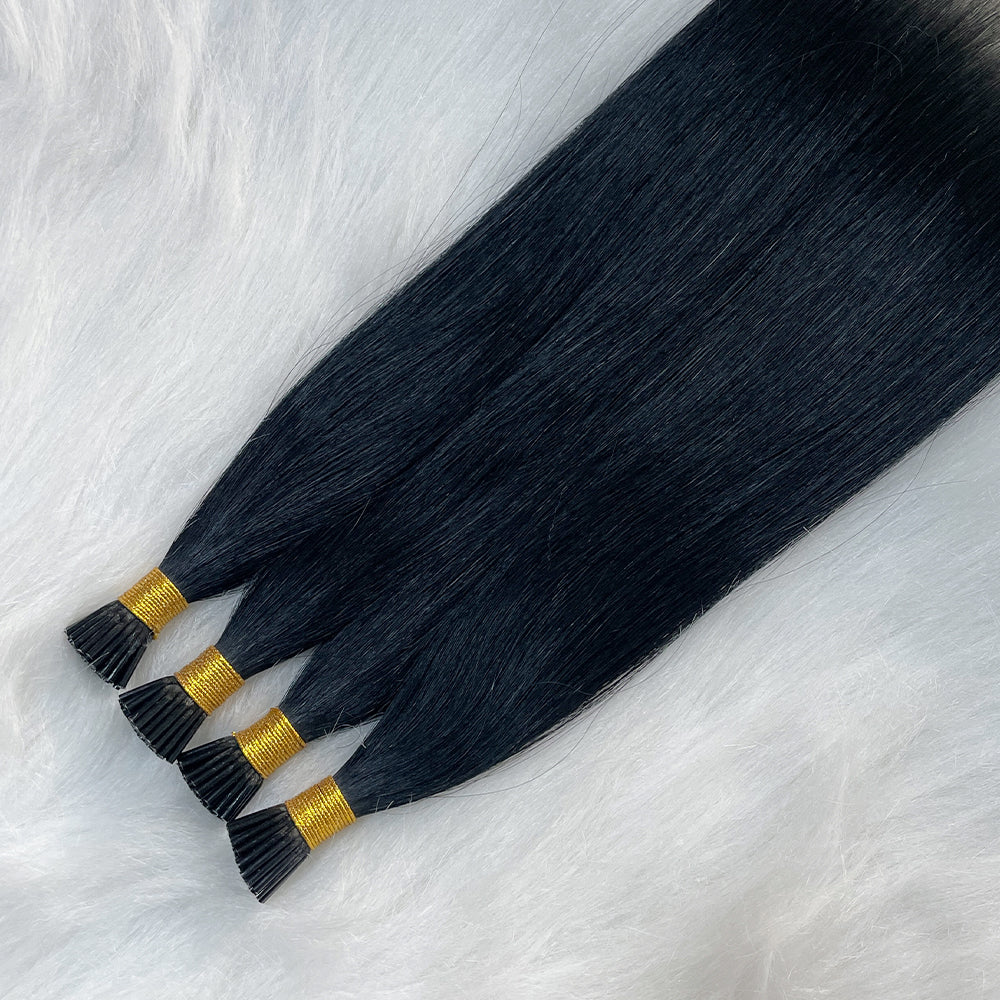 AngelBella I-Tip Hair Extensions Remy Human Hair Dark Colors