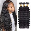 Human Hair Bundles Deep Wave 12-40 Inch Curly Bundle Human Hair 100% Unprocessed Brazilian Virgin Hair Bundles for Women Wet and Wavy Hair Bundle Weave Extensions Natural Black
