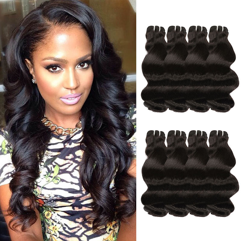 Vendor Wholesale Loose Wave Bundles 100% Unprocessed Virgin Remy Hair Loose Wave Bundles Weave Extension Double Weft Natural Wave Bundles