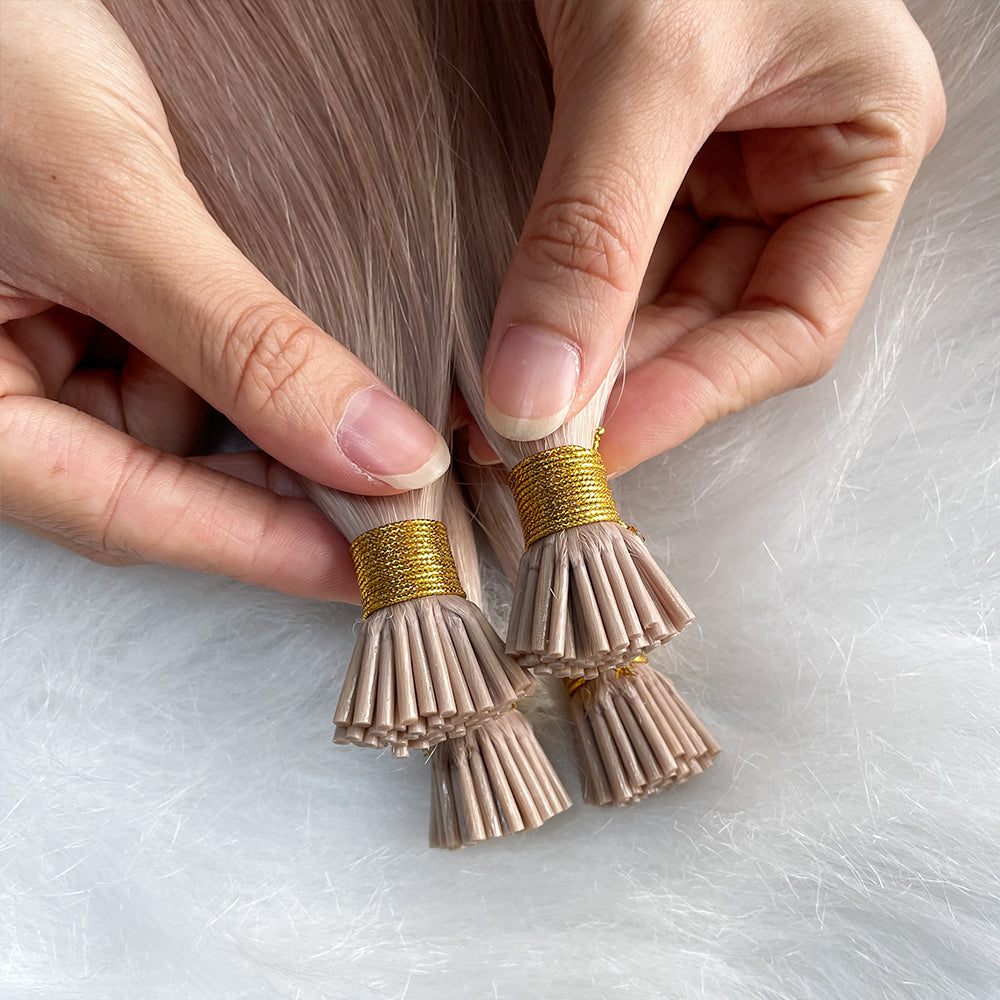 AngelBella I-Tip Hair Extensions European One Donor Raw Human Hair Light Colors