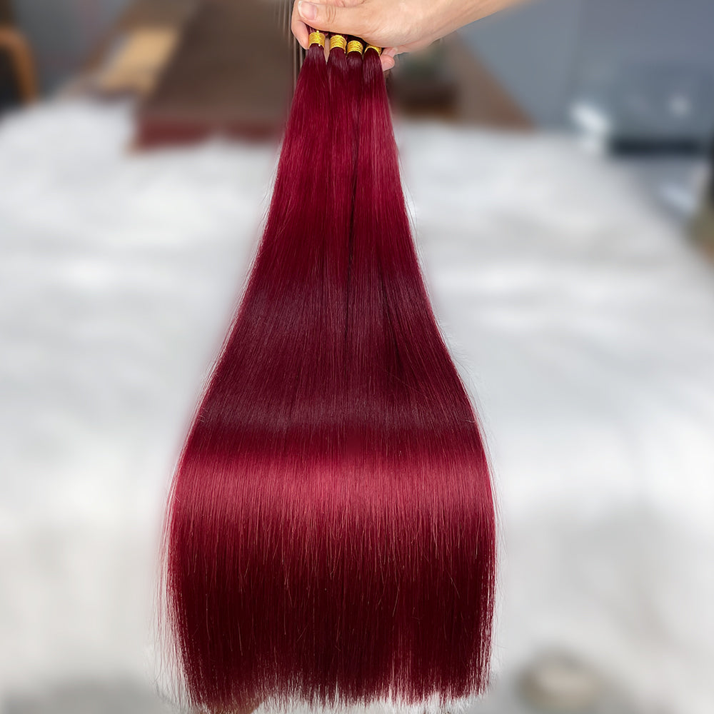 AngelBella I-Tip Hair Extensions European One Donor Raw Human Hair Dark Colors