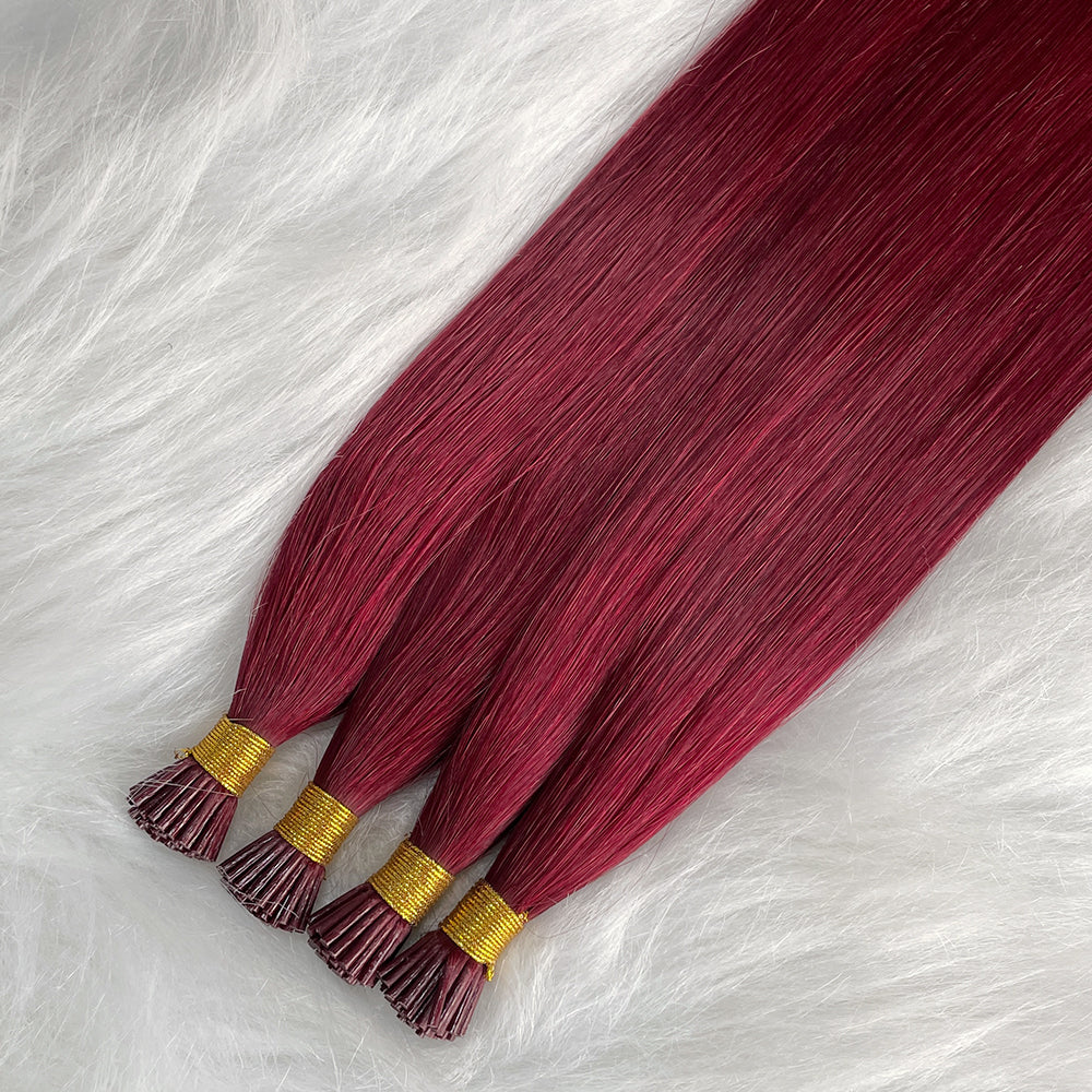AngelBella I-Tip Hair Extensions Remy Human Hair Dark Colors