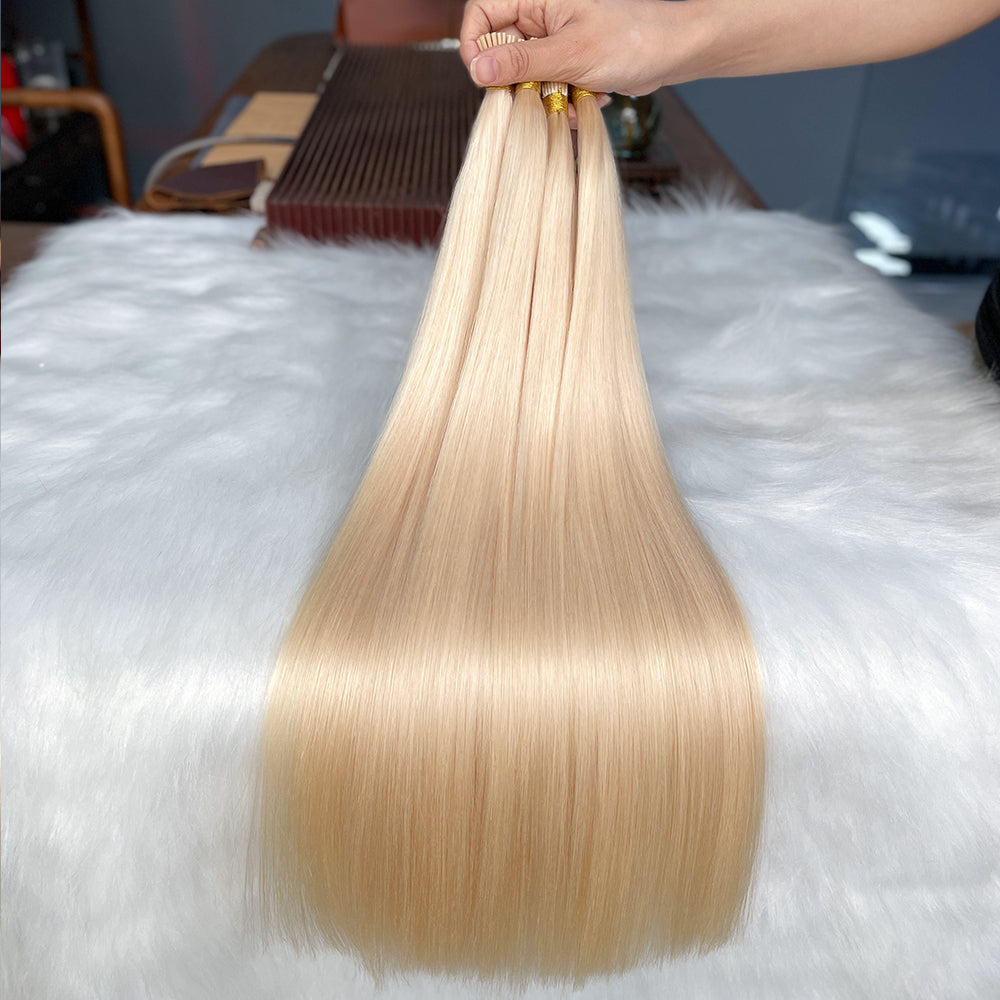 AngelBella I-Tip Hair Extensions European One Donor Raw Human Hair Light Colors