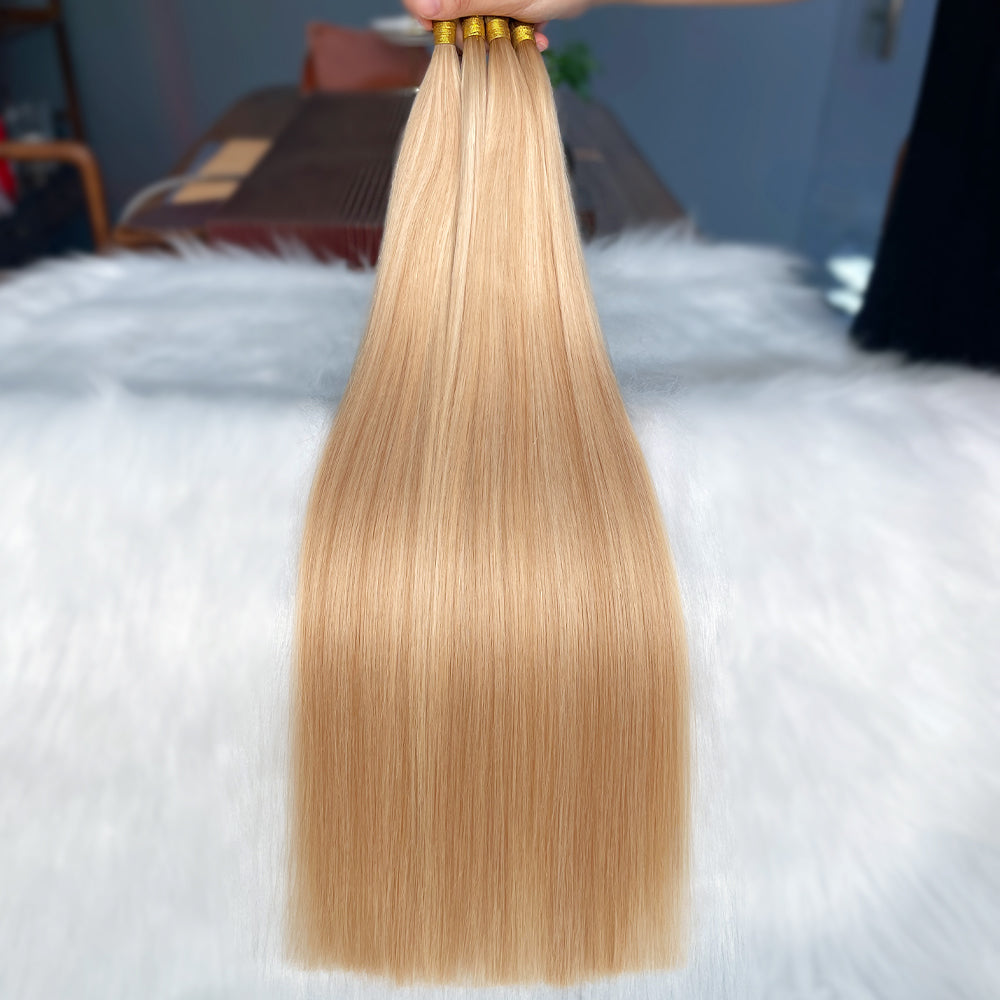 AngelBella I-Tip Hair Extensions European One Donor Raw Human Hair Balayage Colors
