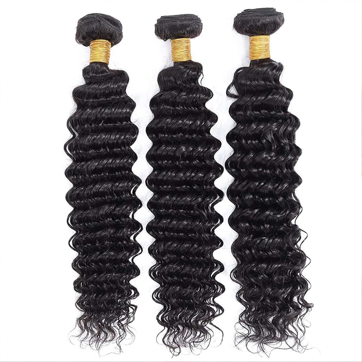 Human Hair Bundles Deep Wave 12-40 Inch Curly Bundle Human Hair 100% Unprocessed Brazilian Virgin Hair Bundles for Women Wet and Wavy Hair Bundle Weave Extensions Natural Black