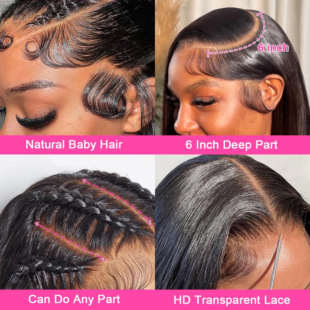 16-30 Inch 13x4 Lace Front Wigs Human Hair 180 Density Straight Lace Front Wigs Human Hair Pre Plucked 13x4 Lace Frontal Straight Human Hair Wigs for Women Glueless Wigs Human Hair Natural Color