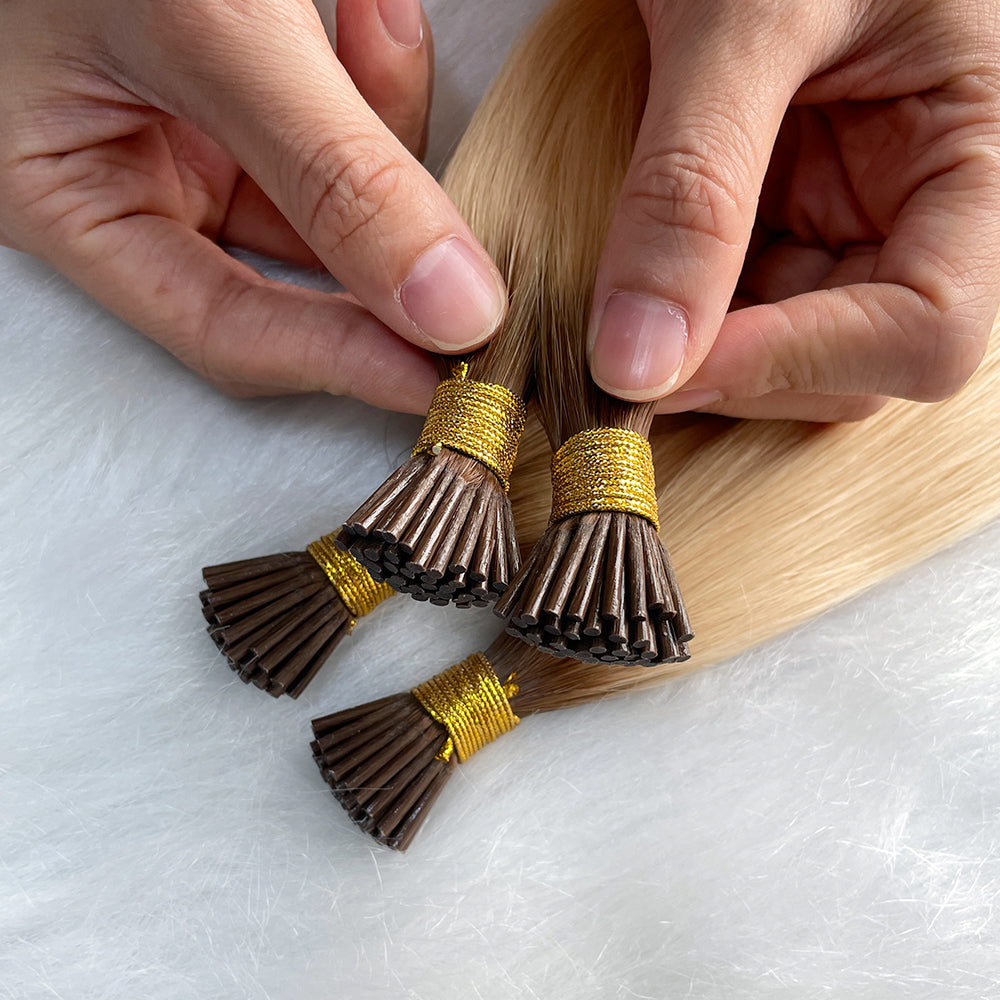 AngelBella I-Tip Hair Extensions European One Donor Raw Human Hair Ombre Colors