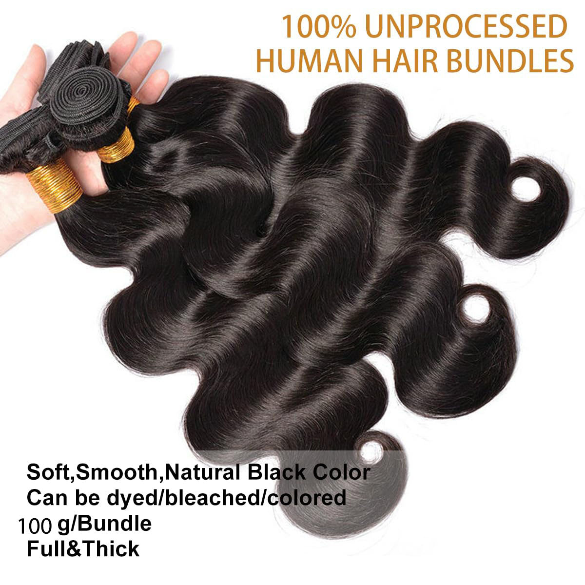 Body Wave Bundles Human Hair 12 14 16 18 20 22 24 26 30 32 40 Inch Human Hair Bundle 100% Unprocessed Brazilian Virgin Hair Bundles Human Hair Extensions for Black Women Natural Color