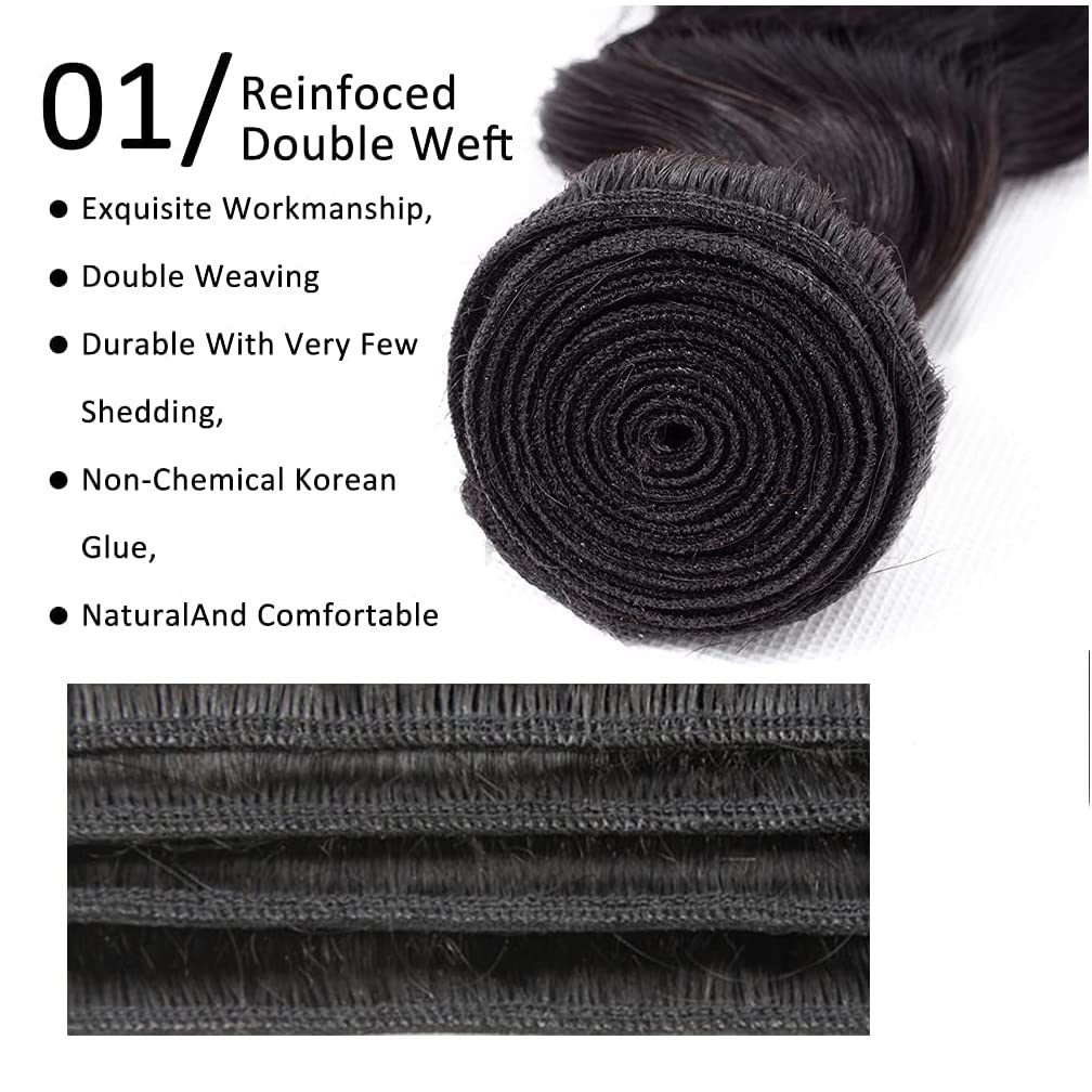 Brazilian Ocean Wave Human Hair Weave Bundles 12-40 Inch Ocean Wave Real Virgin Remy Unprocessed Short Bundles Sew In Hair Extensions Wet And Wavy Natural Black Color For Women Girls 95g