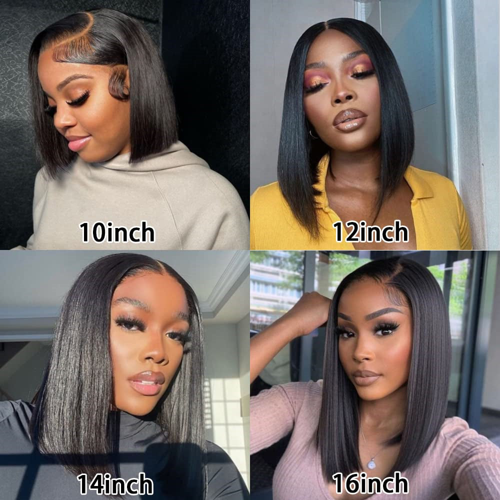 AngelBella Queen Doner Virgin Hair 13X4 HD Natural Bob Wig Straight Raw Hair Lace Frontal Human Hair Wigs