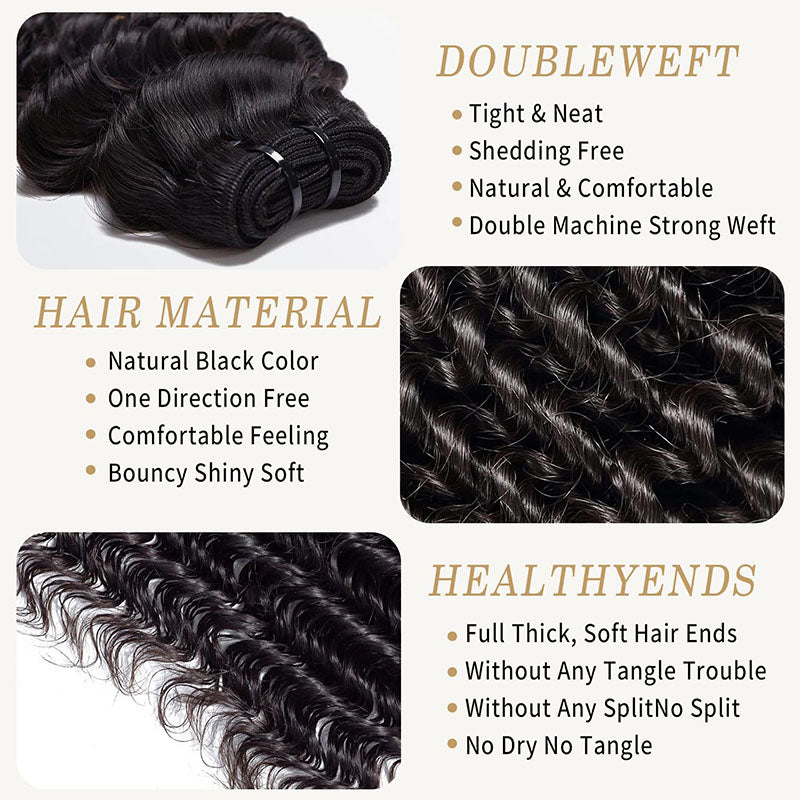 AngelBella Top Grade Deep Wave Human Hair Bundles Vendor Wholesale 8-40 Inch Curly Bundles Human Hair 100% Unprocessed Pure Virgin Hair Extensions for Women