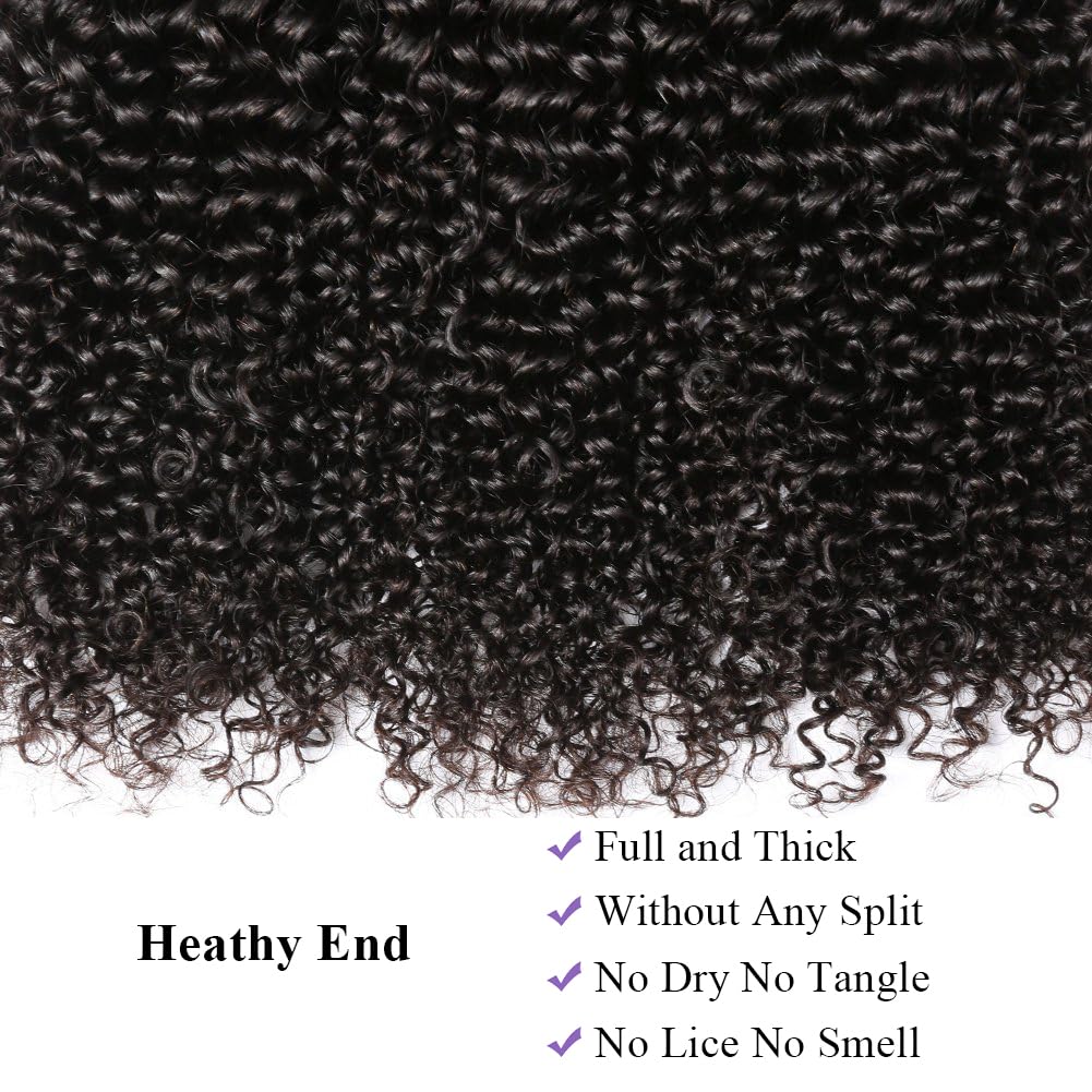 AngelBella Curly Single Bundles Human Hair Brazilian Virgin Hair Jerry Curly Wave Weave One Bundle Unprocessed Hair Extensions Natural Black 1 Bundle 12-40inch 95g/pc