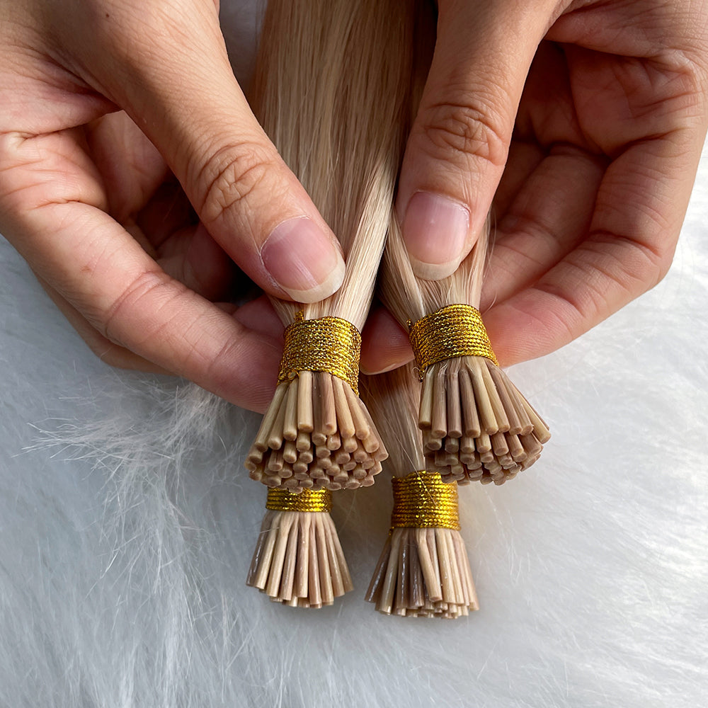 AngelBella I-Tip Hair Extensions European One Donor Raw Human Hair Piano Colors