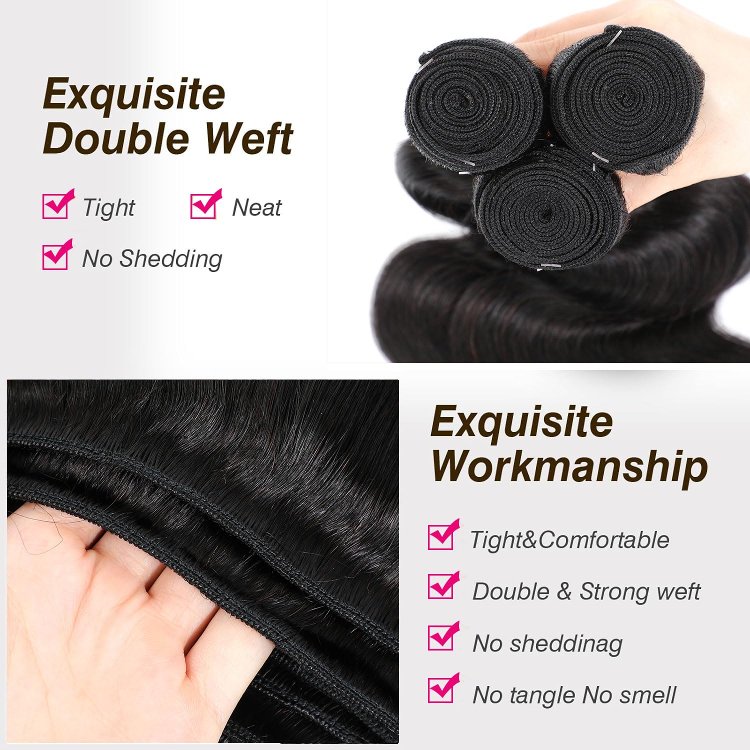 AngelBella Wholesale Human Hair Bundles 8-40 Inch 100% Unprocessed Brazilian Virgin Hair Glossy Quick Weave Body Wave Bundles Deals Natural Black Extensions