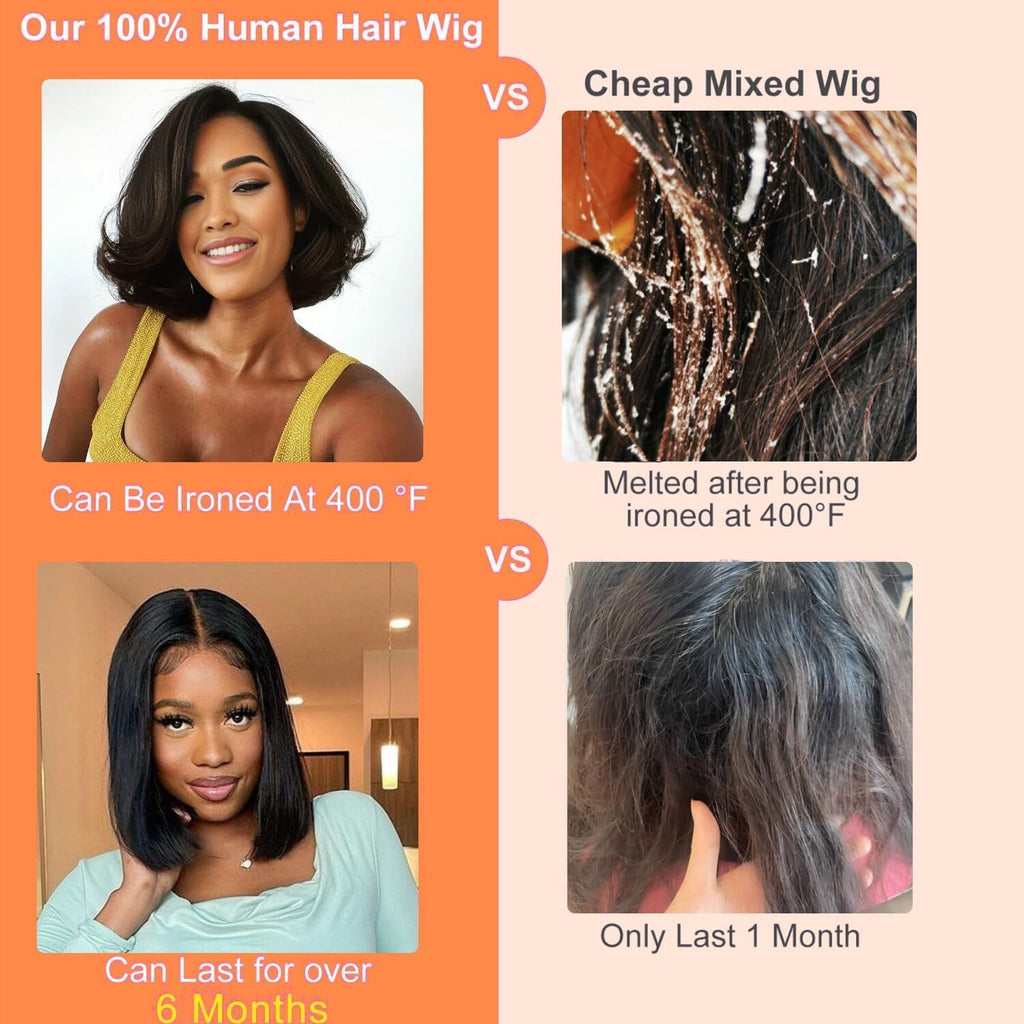 Bob Wig Human Hair Glueless Wigs Human Hair Pre Plucked Pre Cut 4x4 HD Lace Front Glueless Wigs Human Hair 180% Density Short Straight Bob Wigs for Black Women 10-18 inch