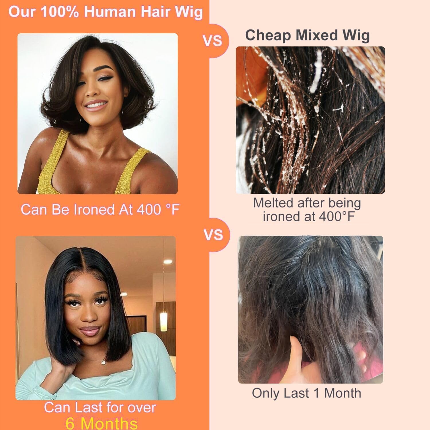Bob Wig Human Hair Glueless Wigs Human Hair Pre Plucked Pre Cut 4x4 HD Lace Front Glueless Wigs Human Hair 180% Density Short Straight Bob Wigs for Black Women 10-18 inch