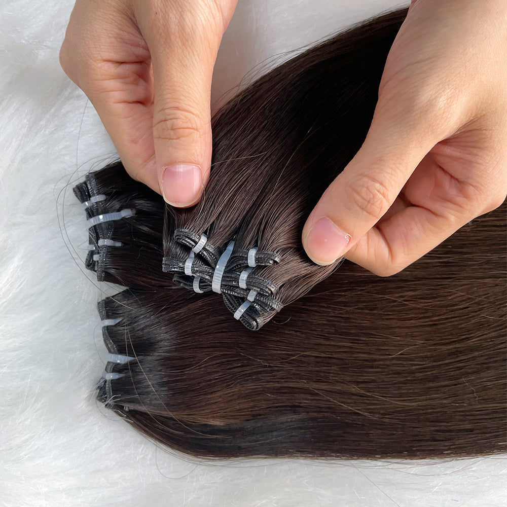 AngelBella Genius Weft Hair Extensions Remy Human Hair Dark Colors