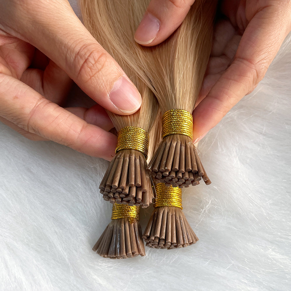 AngelBella I-Tip Hair Extensions European One Donor Raw Human Hair Balayage Colors