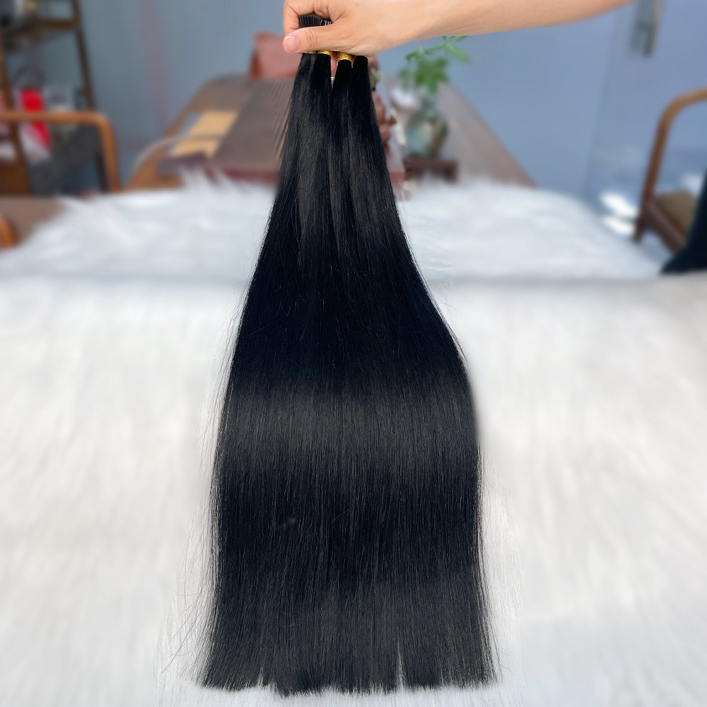 AngelBella I-Tip Hair Extensions European One Donor Raw Human Hair Dark Colors