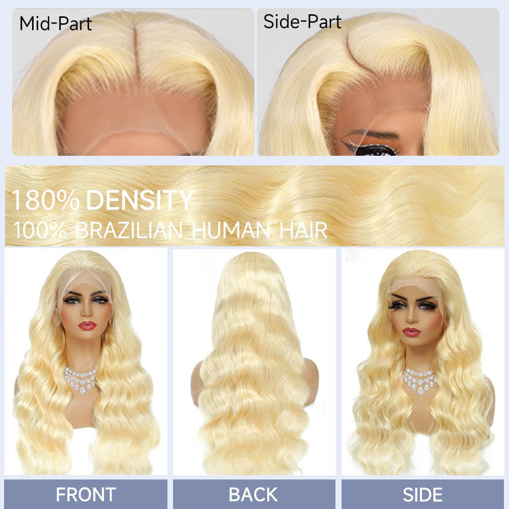 AngelBella 613 13x4 Lace Front Wig Human Hair 16-30 Inch Blonde Wig Human Hair Body Wave Lace Front Wigs Human Hair Pre Plucked 180 Density 613 Lace Frontal Wigs