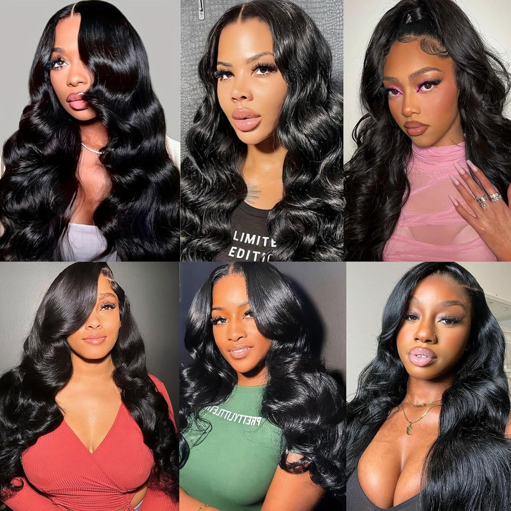 AngelBella Wholesale Human Hair Bundles 8-40 Inch 100% Unprocessed Brazilian Virgin Hair Glossy Quick Weave Body Wave Bundles Deals Natural Black Extensions