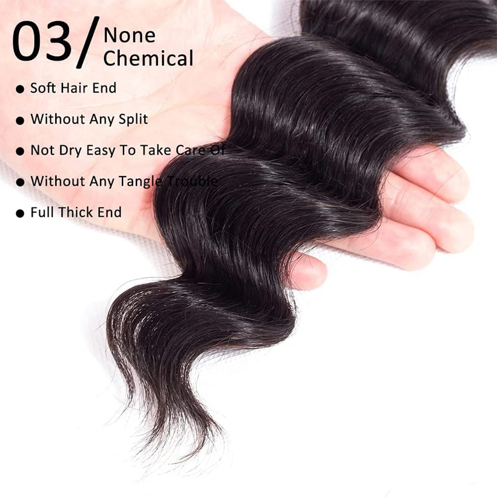 Brazilian Ocean Wave Human Hair Weave Bundles 12-40 Inch Ocean Wave Real Virgin Remy Unprocessed Short Bundles Sew In Hair Extensions Wet And Wavy Natural Black Color For Women Girls 95g