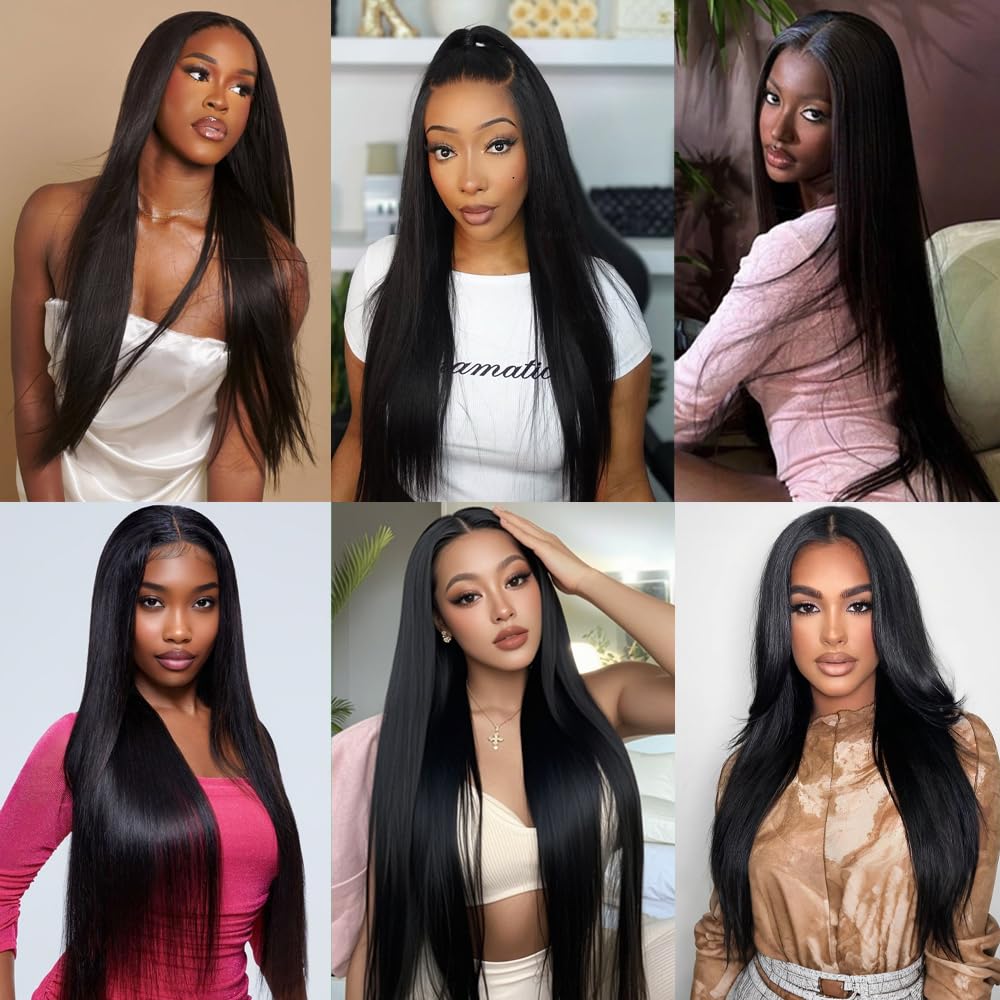 Angelbella Human Hair Bundles 8-40 Inch Straight Human Hair Extensions Unprocessed Brazilian Hair Bundles Quick Weave Natural Black