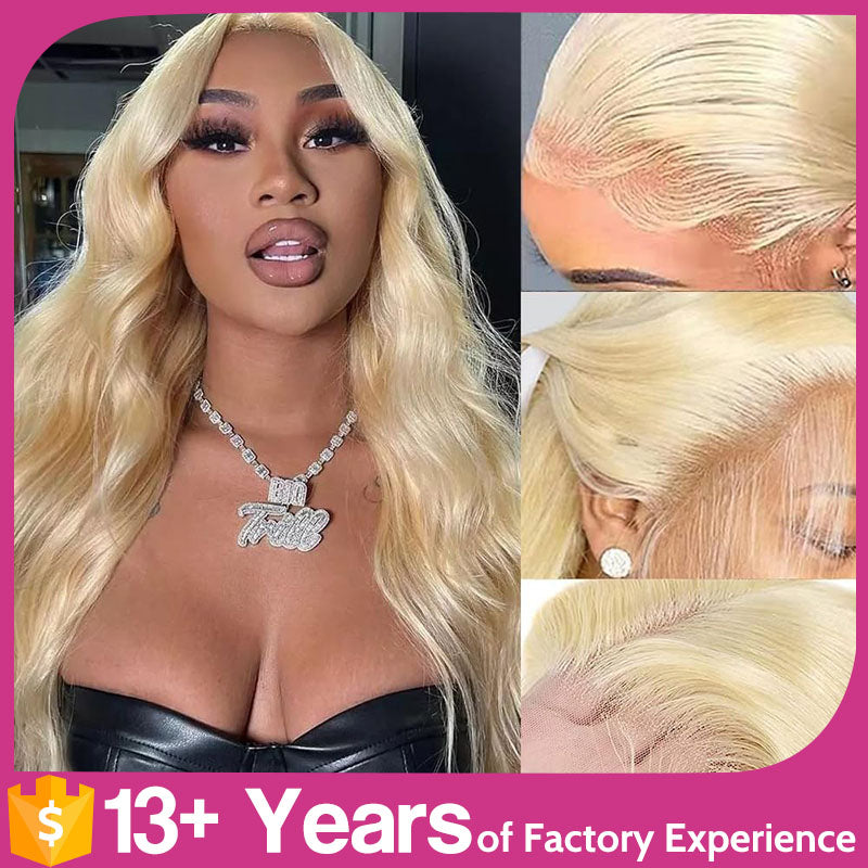 AngelBella 16-30 Inch 613 13x4 Lace Front Wig Human Hair 180 Density Blonde Body Wave Lace Front Wigs Human Hair Pre Plucked Blonde Wig Human Hair 613 HD Lace Frontal Wigs