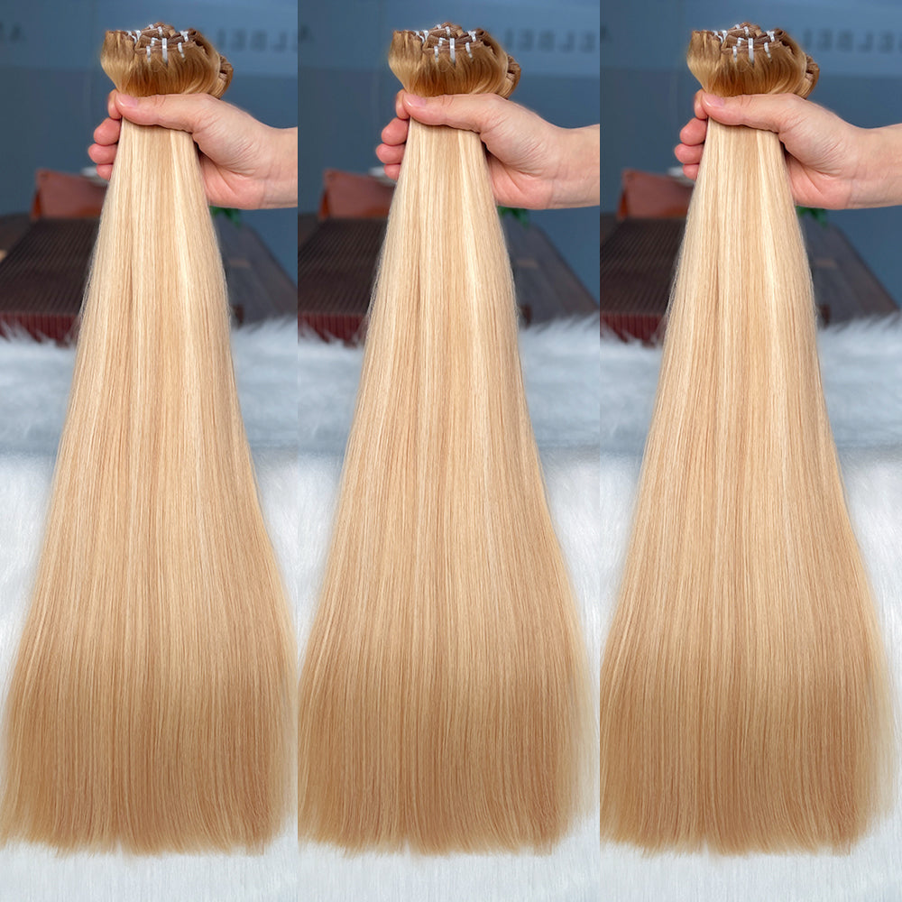 AngelBella Genius Weft Hair Extensions European One Donor Raw Human Hair Balayage Colors