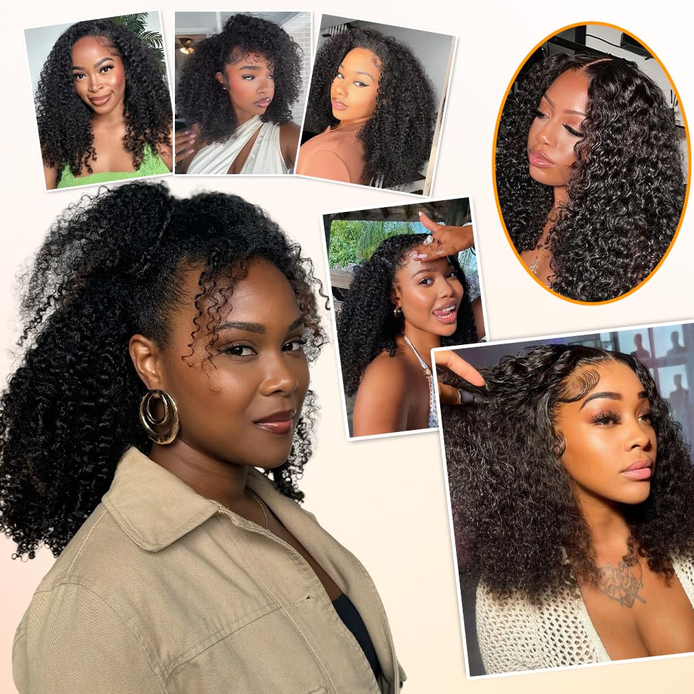 AngelBella Kinky Curly Hair Bundles 100% Human Hair Weave Bundles 12-40Inches 1 Pieces/Pack Black Color Quick Weave Sew in Extension Very Soft