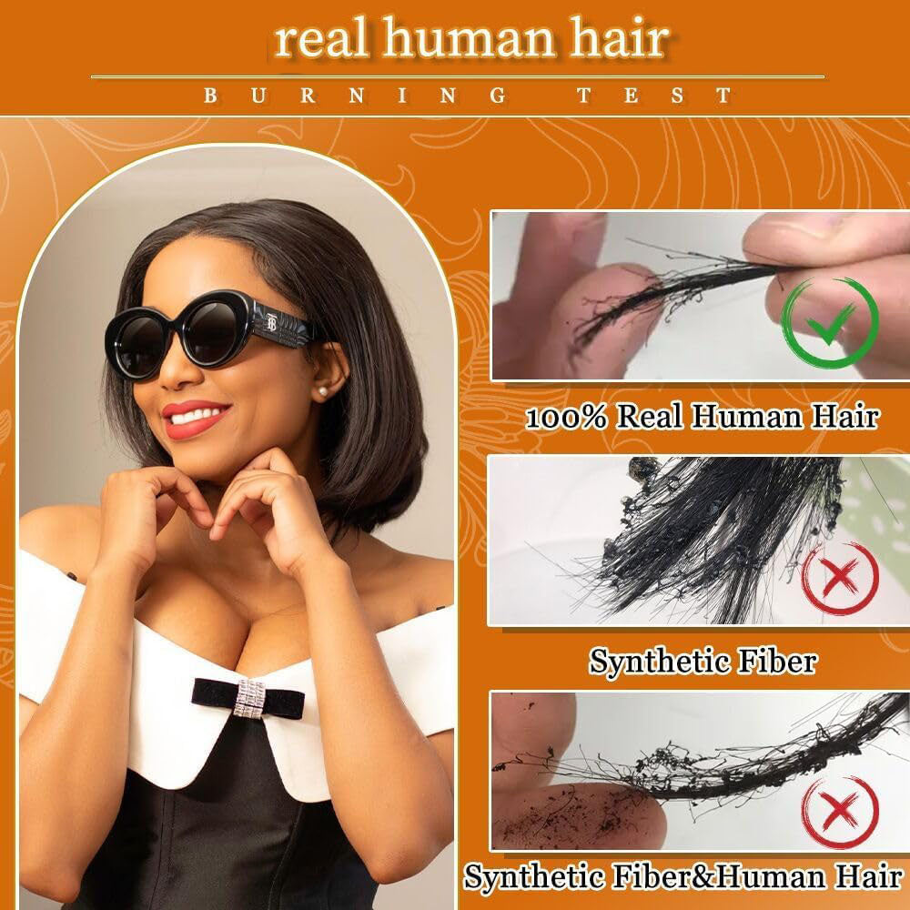 Bob Wig Human Hair Glueless Wigs Human Hair Pre Plucked Pre Cut 4x4 HD Lace Front Glueless Wigs Human Hair 180% Density Short Straight Bob Wigs for Black Women 10-18 inch