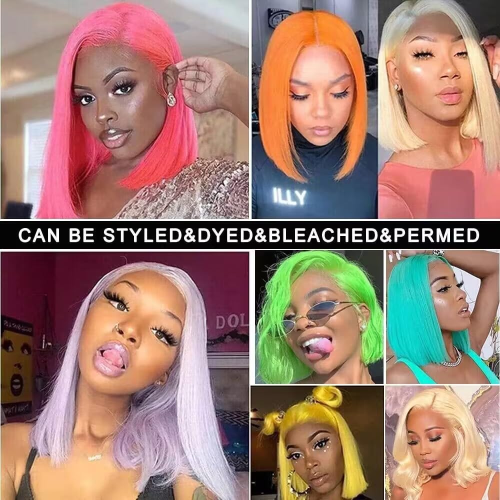 Blonde 613 Bob Wig Human Hair HD Transparent 13X4 Straight Bob Lace Front Wigs Human Hair Wear and Go Glueless Wig Human Hair Pre Plucked 613 Blonde Short Bob Lace Frontal Wigs For Black Women