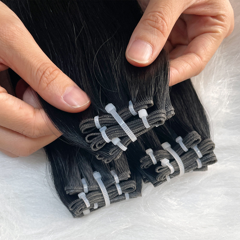 AngelBella Genius Weft Hair Extensions European One Donor Raw Human Hair Dark Colors