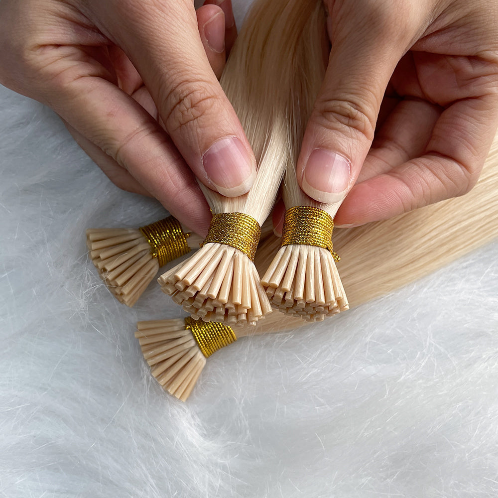 AngelBella I-Tip Hair Extensions European One Donor Raw Human Hair Light Colors