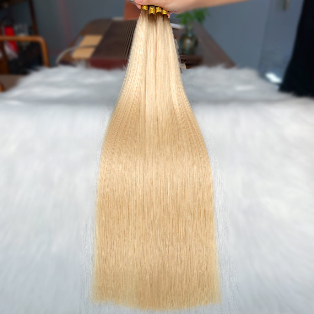 AngelBella I-Tip Hair Extensions European One Donor Raw Human Hair Ombre Colors