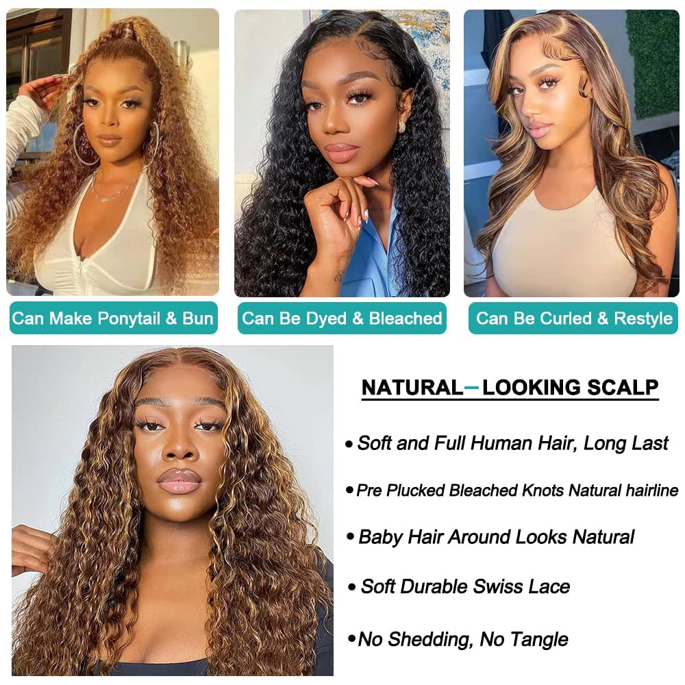 AngelBella DD Diamond Hair 13X4 Transparent Lace Frontal 4/27# Highlight Deep Wave Human Hair Wigs