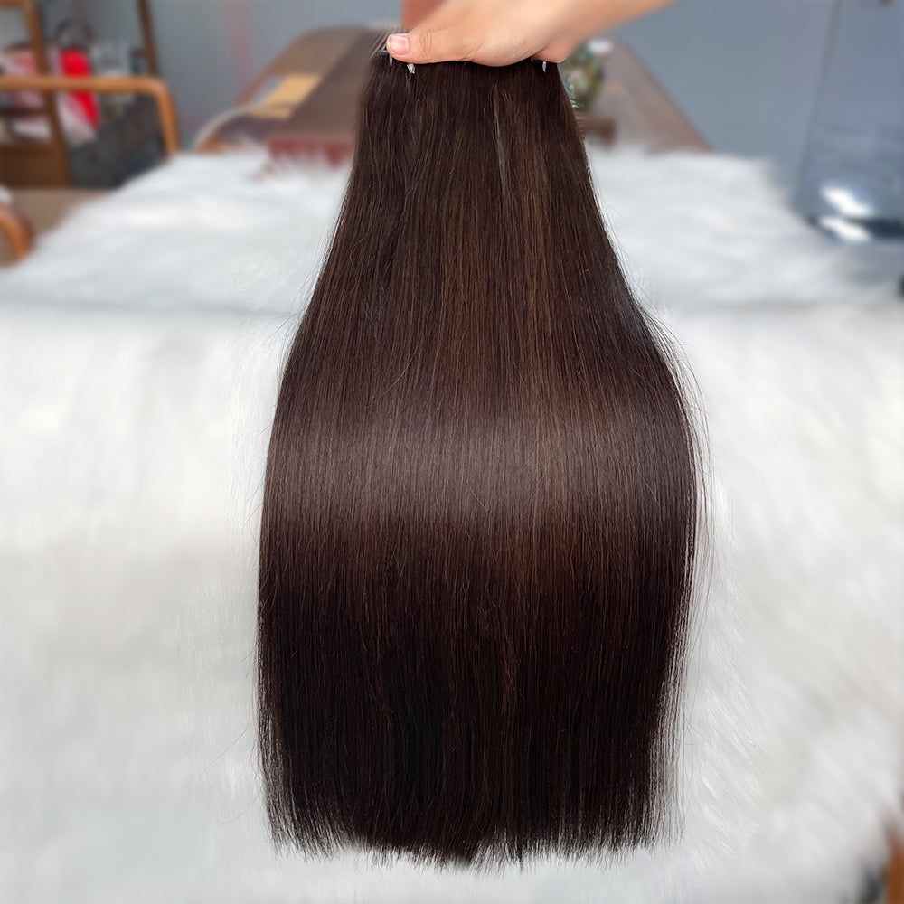 AngelBella Genius Weft Hair Extensions Remy Human Hair Dark Colors