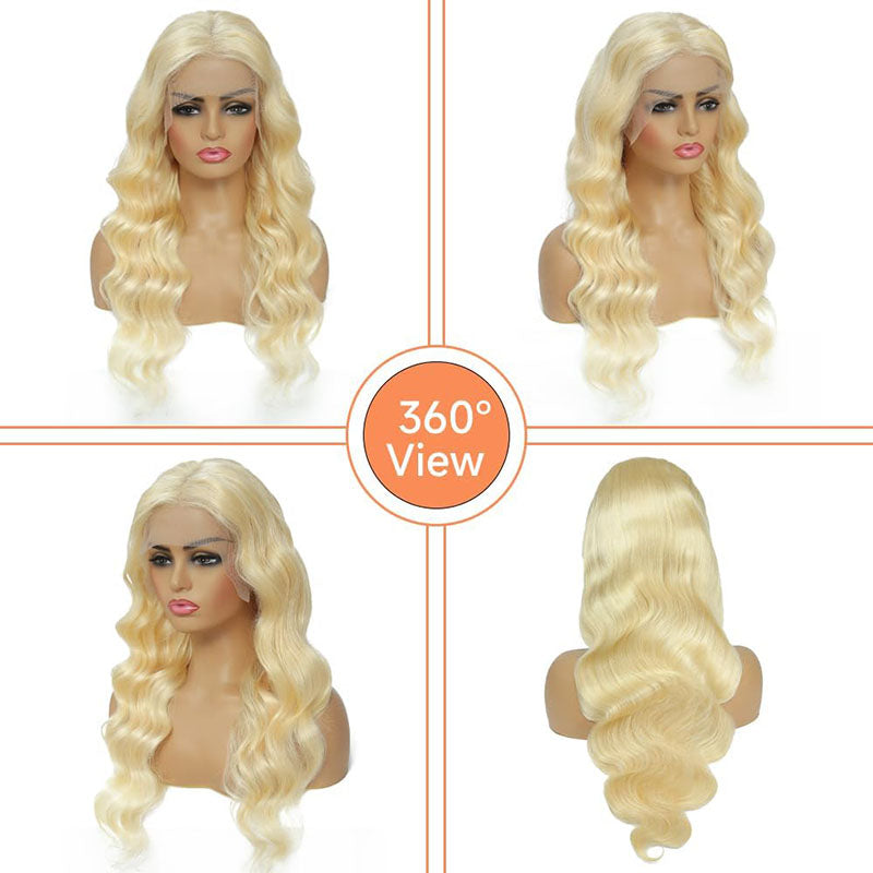 AngelBella 16-30 Inch 613 13x4 Lace Front Wig Human Hair 180 Density Blonde Body Wave Lace Front Wigs Human Hair Pre Plucked Blonde Wig Human Hair 613 HD Lace Frontal Wigs