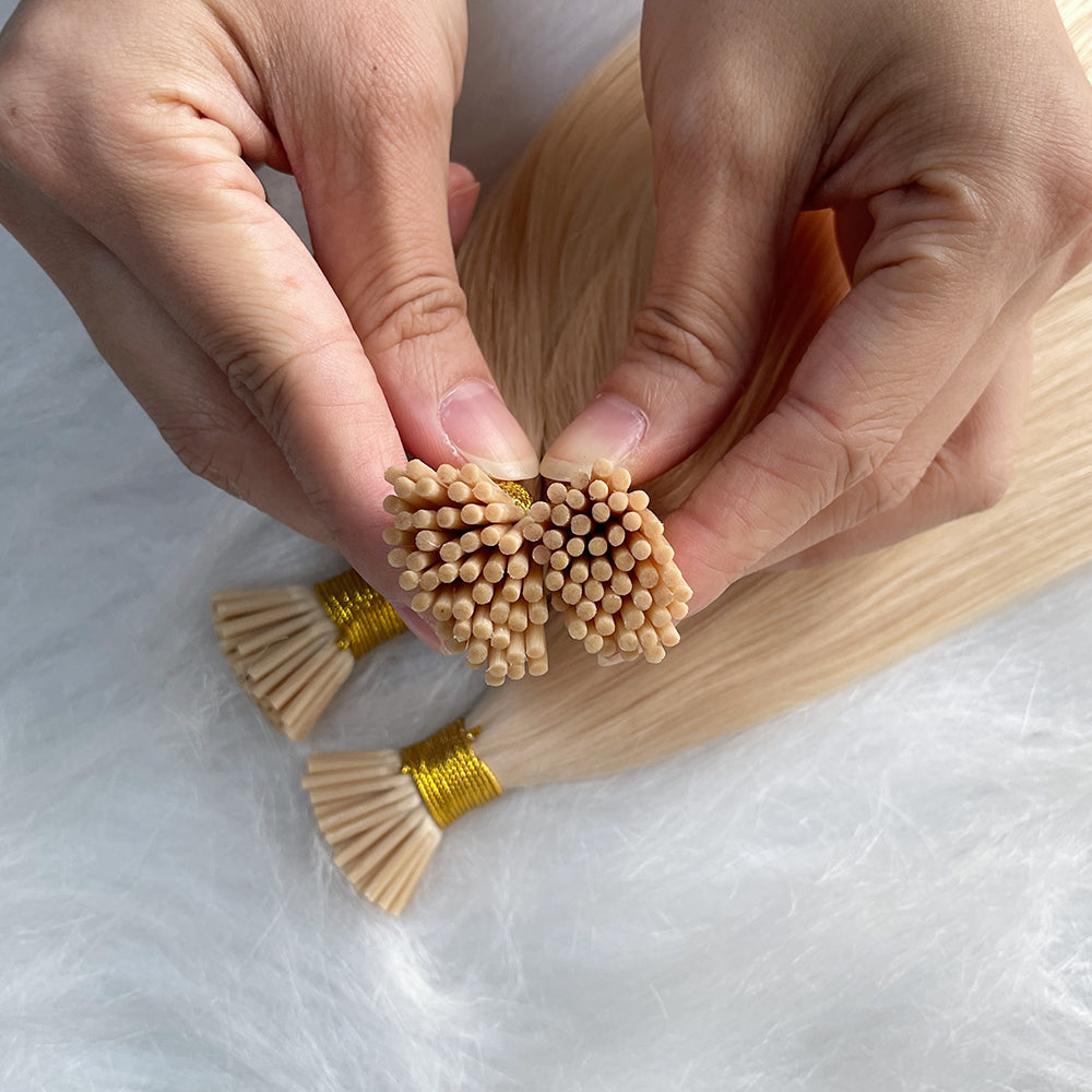 AngelBella I-Tip Hair Extensions Remy Human Hair Light Colors