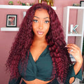 AngelBella DD Diamond Hair 13X4 Transparent Lace Frontal 99J# Deep Wave Human Hair Wigs