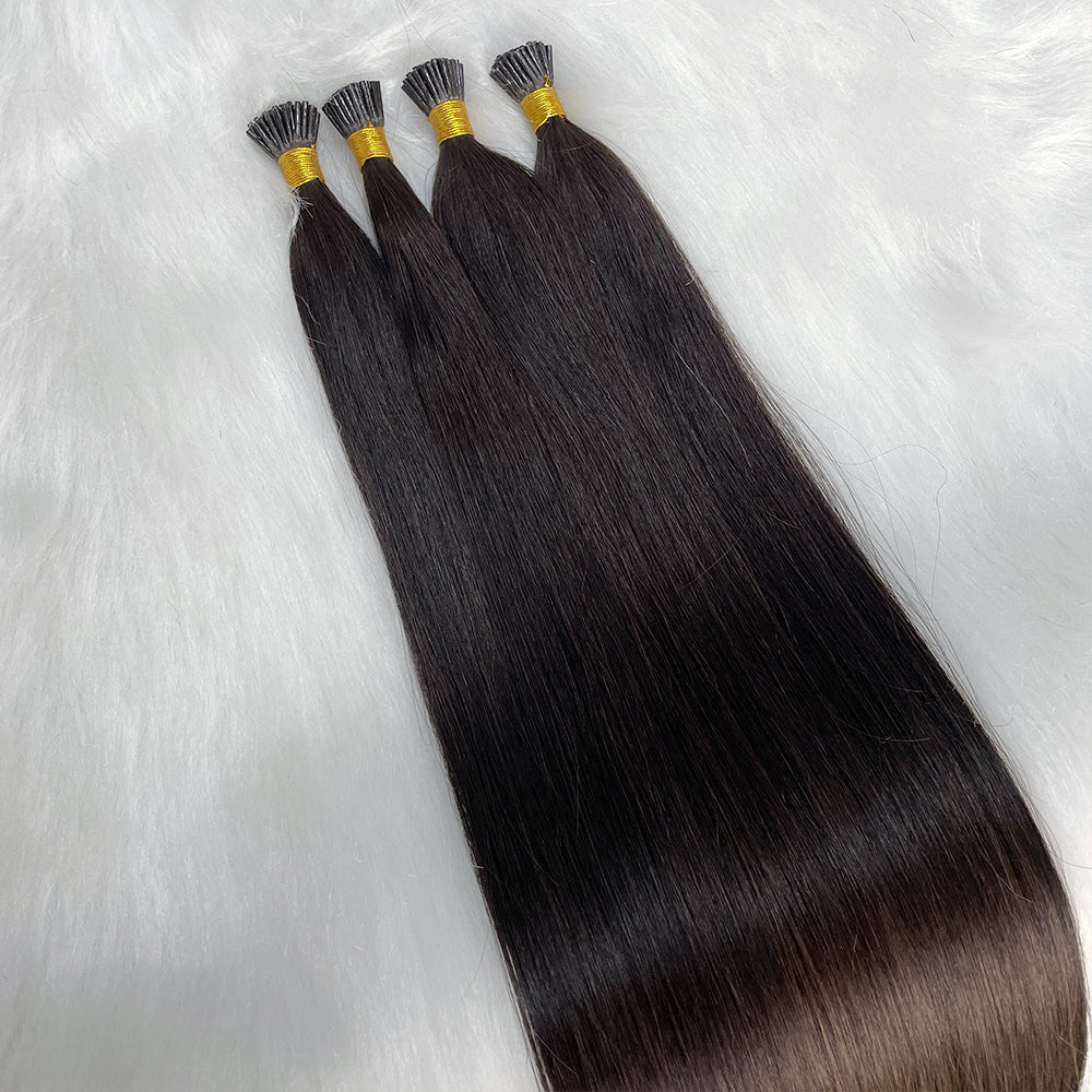 AngelBella I-Tip Hair Extensions Remy Human Hair Dark Colors