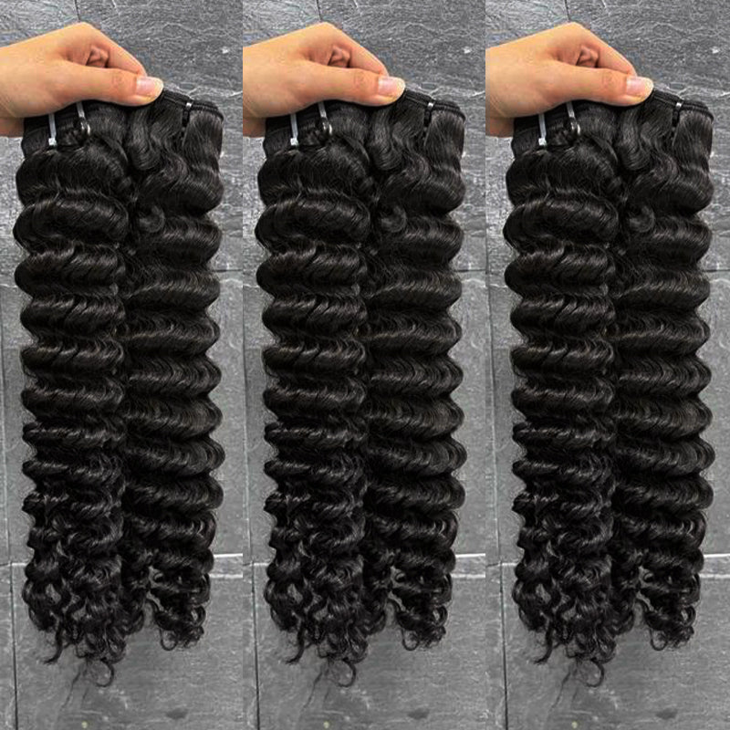 AngelBella Top Grade Deep Wave Human Hair Bundles Vendor Wholesale 8-40 Inch Curly Bundles Human Hair 100% Unprocessed Pure Virgin Hair Extensions for Women